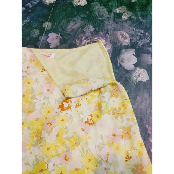 Rumor A-Line Mini Skirt High Waist Floral Print Yellow Multicolor Womens Size 10 - Picture 6 of 10